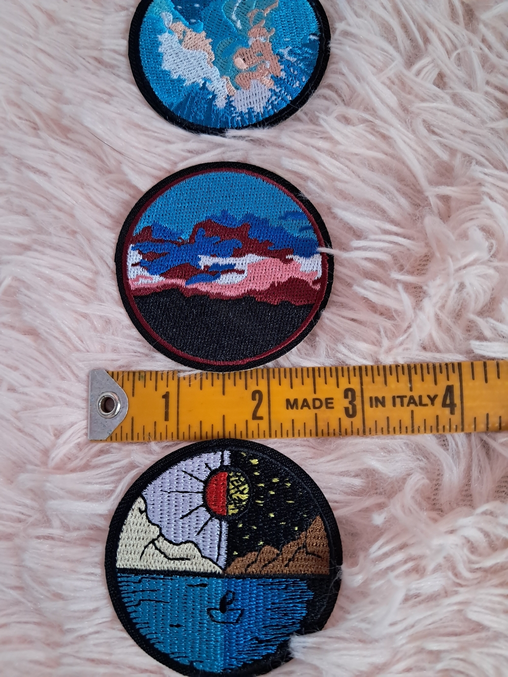 Earthy Bohemian Asian Influenced Embroidered Patch Trio - Picture 5 of 7